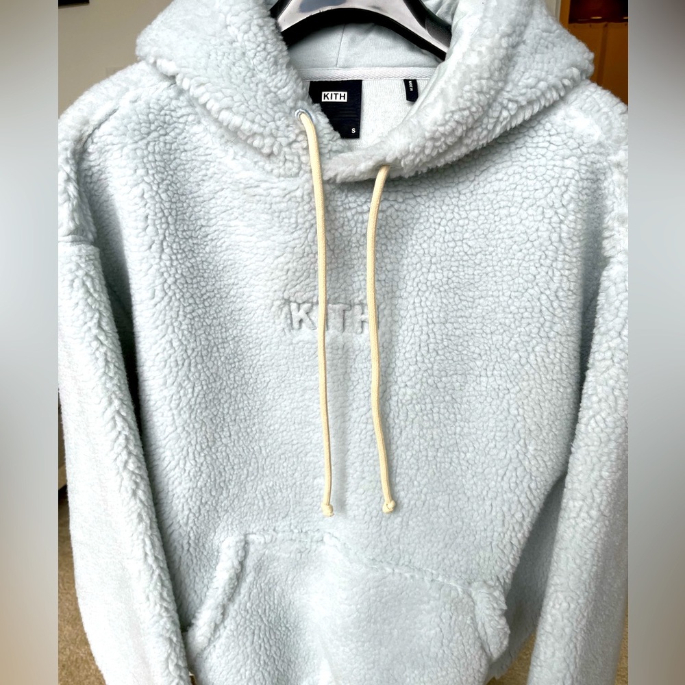 Kith Sherpa Classic Logo Hoodie in Illusion Blue
